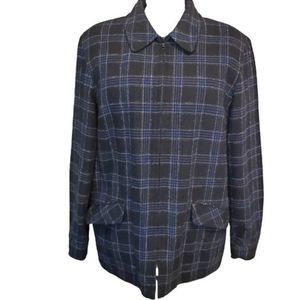 Textured Weave Plaid Wool Bend Jacket